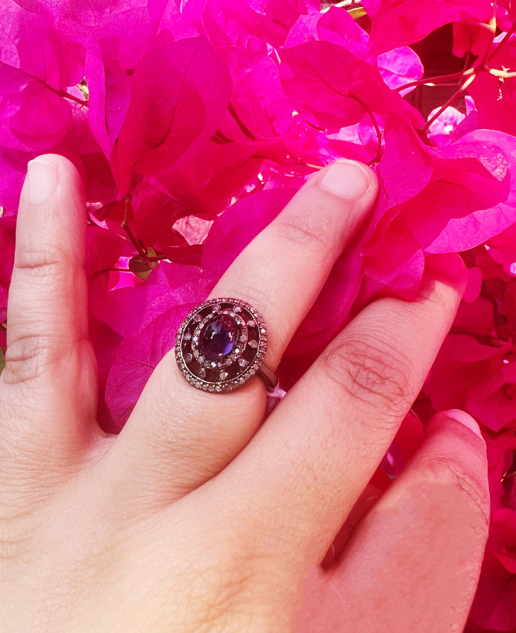 Blue Iolite Diamond Engagement Rings