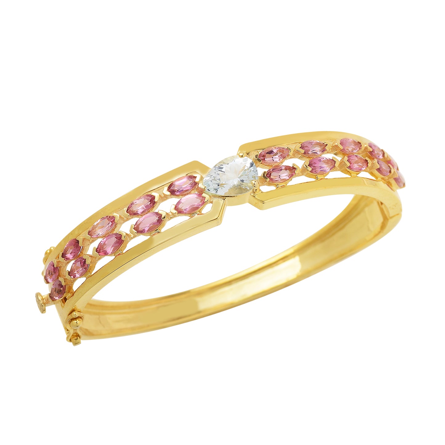 Aquamarine Double Layer Tourmaline Bangle