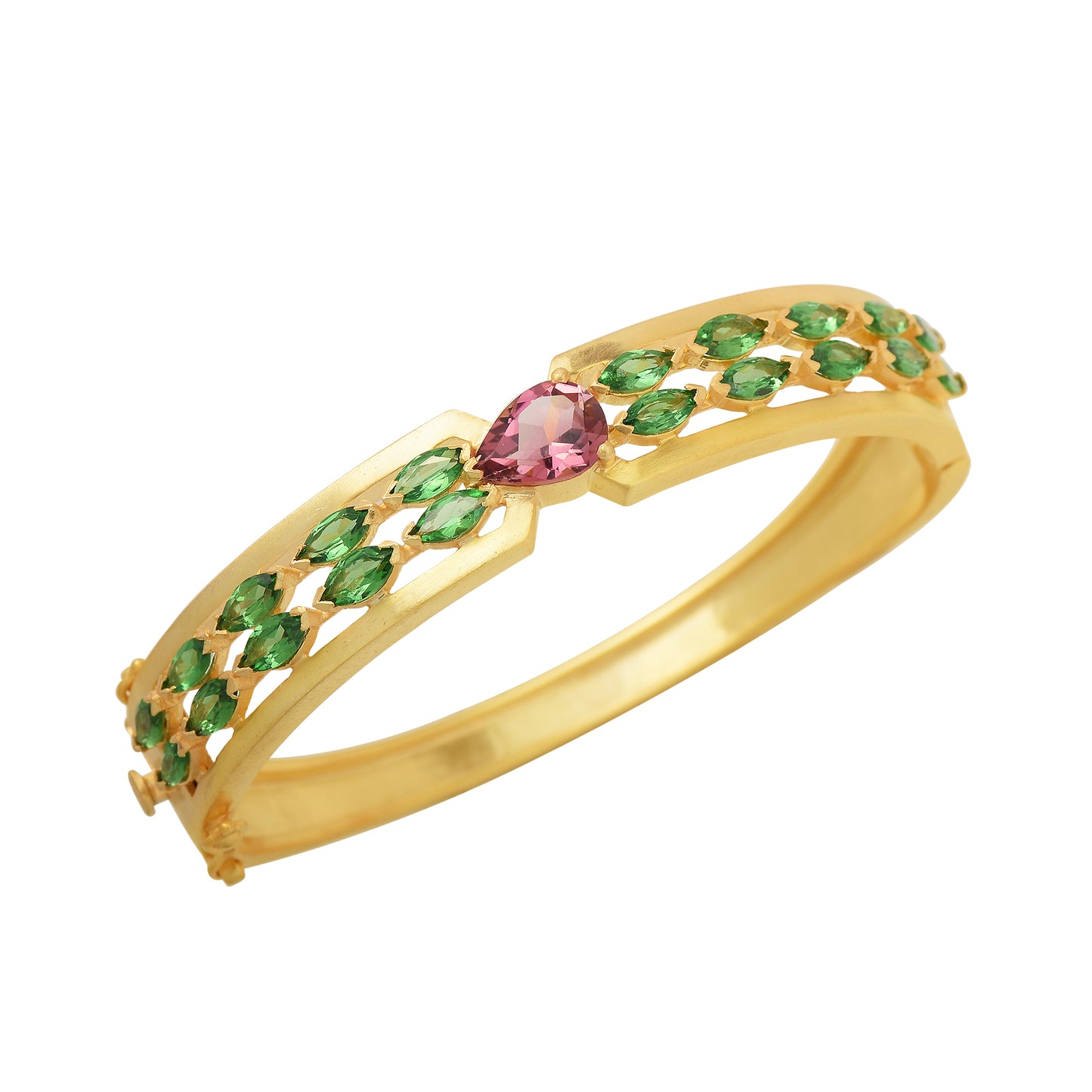 Tourmaline Openable Bangle With Tsavorite