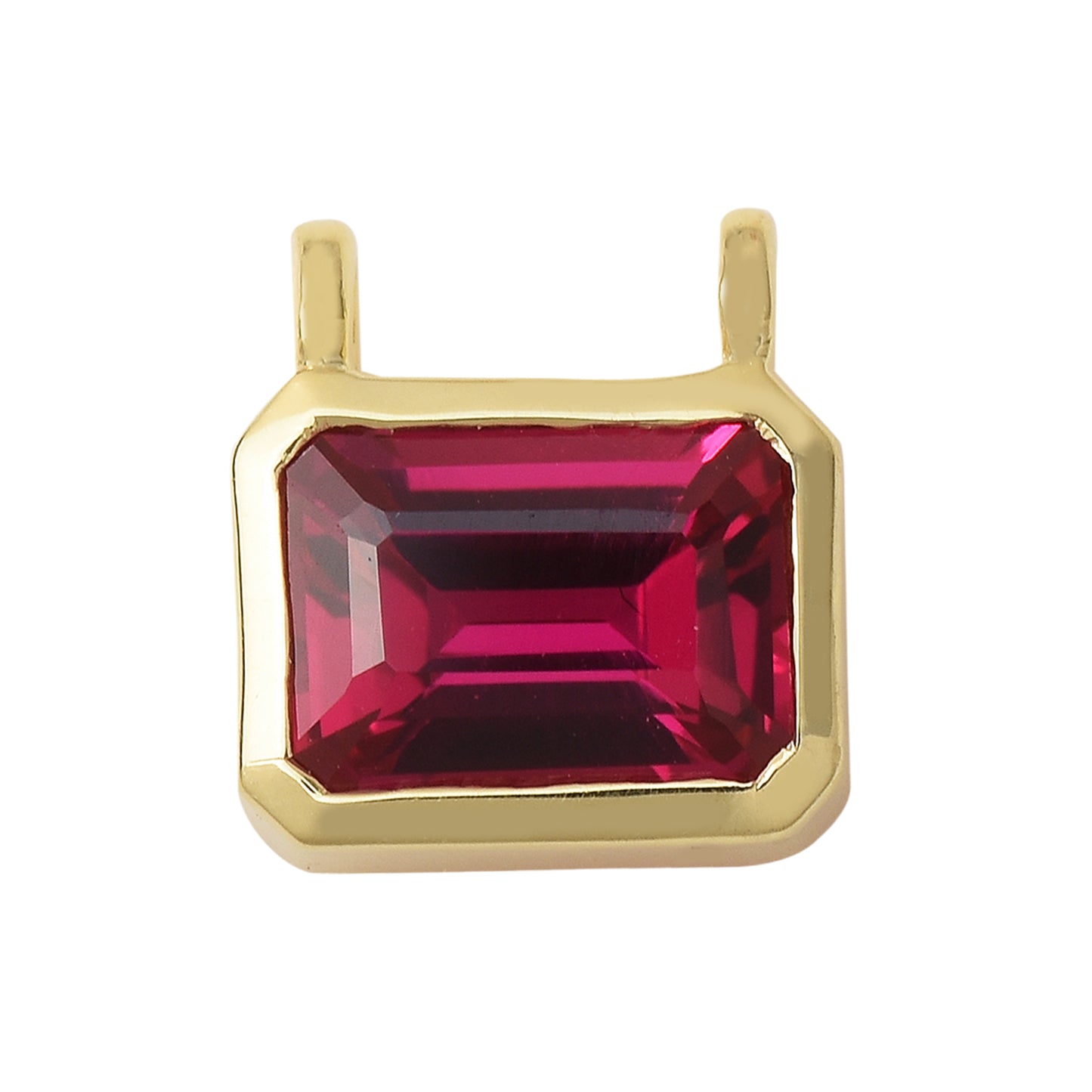 Octagon Lab Grown Ruby Charm Pendant