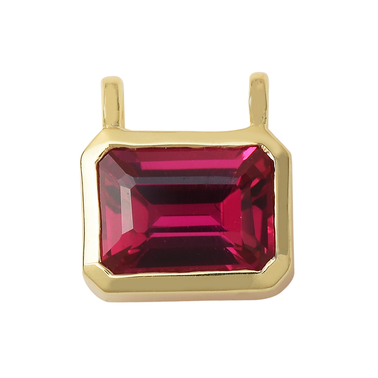 Octagon Lab Grown Ruby Charm Pendant