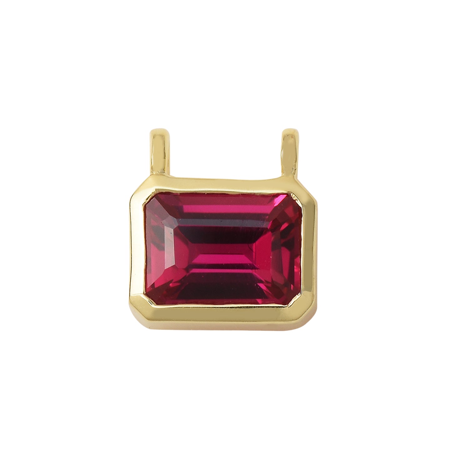 Octagon Lab Grown Ruby Charm Pendant