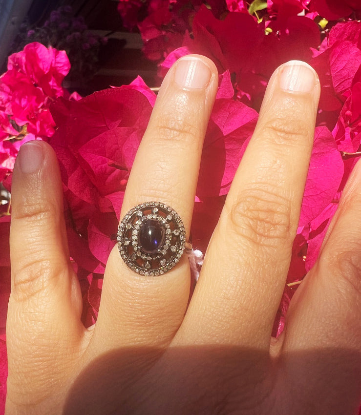 Blue Iolite Diamond Engagement Rings