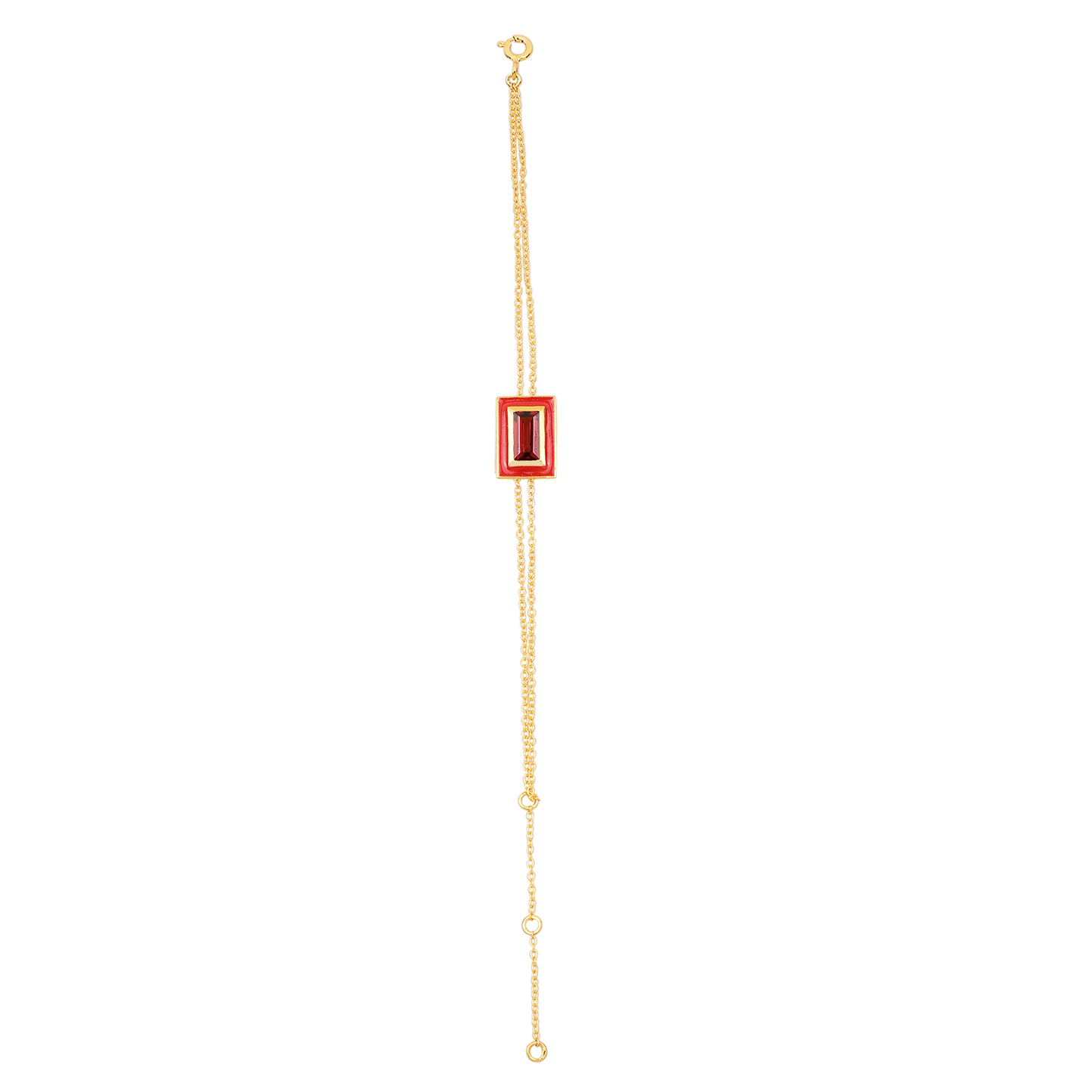 Garnet Adjustable Chain Bracelet With Enamel