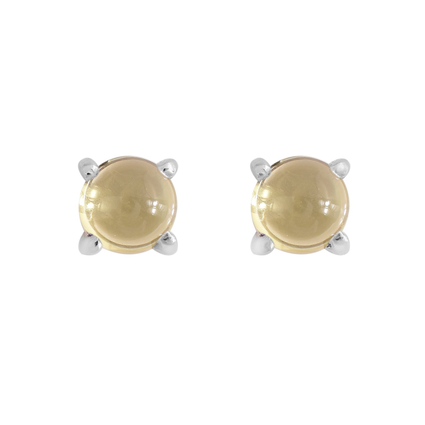 Silver Lemon Quartz Studs Earrings