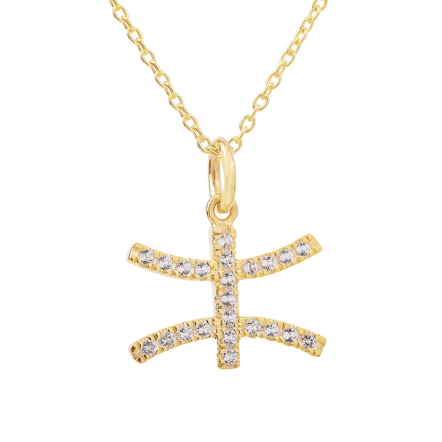 White Topaz Pisces Zodiac Sign Necklace