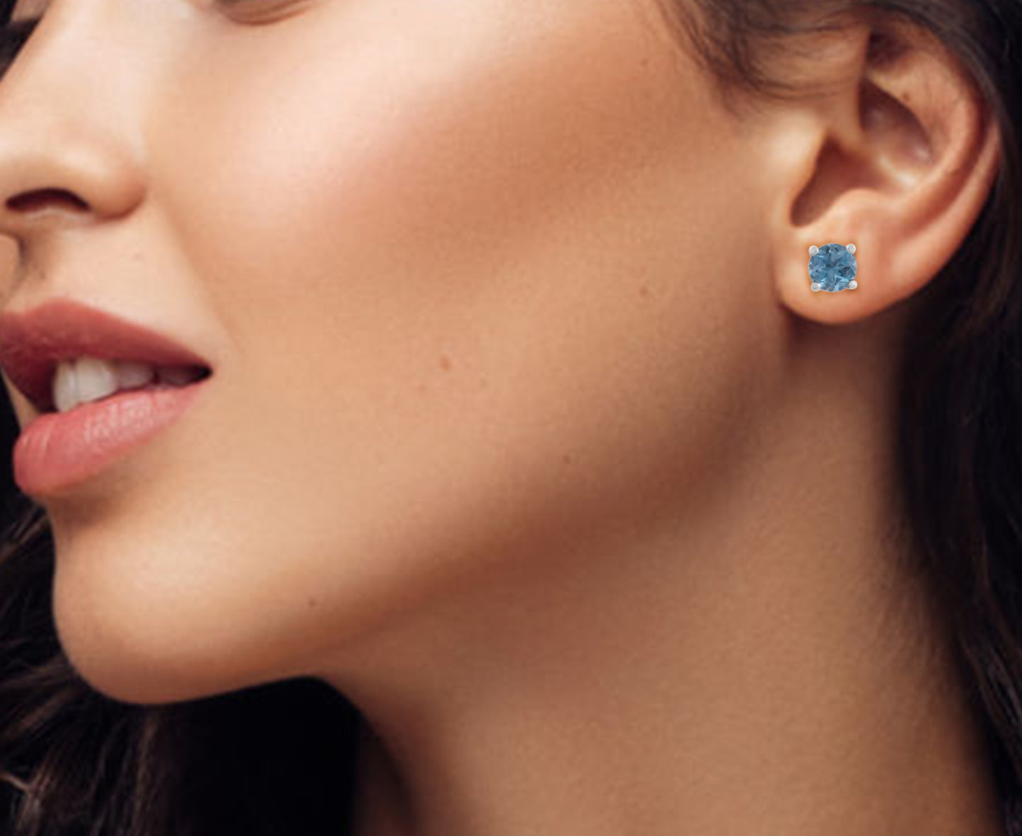 Blue Topaz Solitaire Stud Earrings
