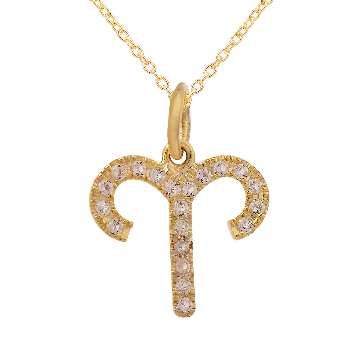 White Topaz Aries Zodiac Sign Necklace