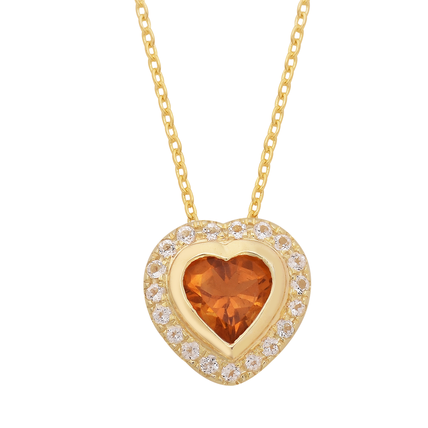 Halo Heart Citrine Necklace