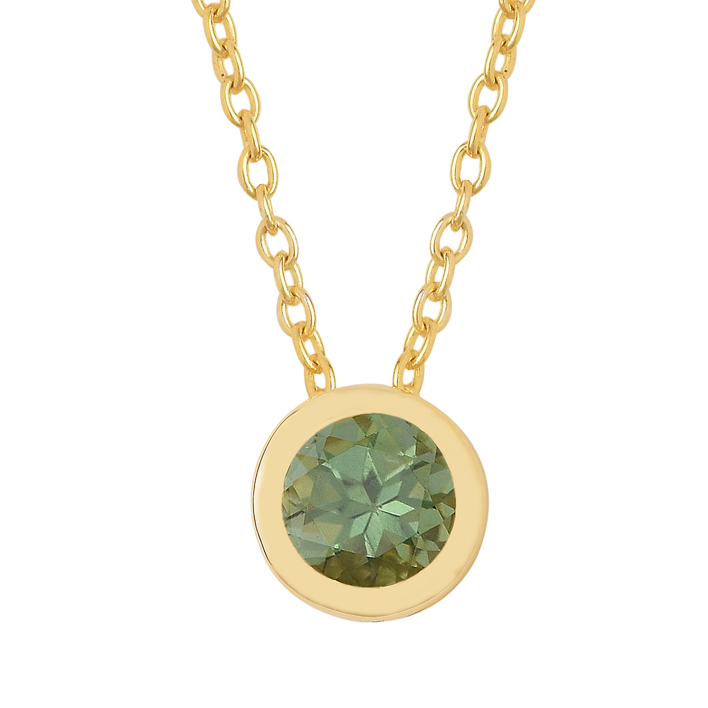 Green Amethyst Chain Necklace 925 Silver