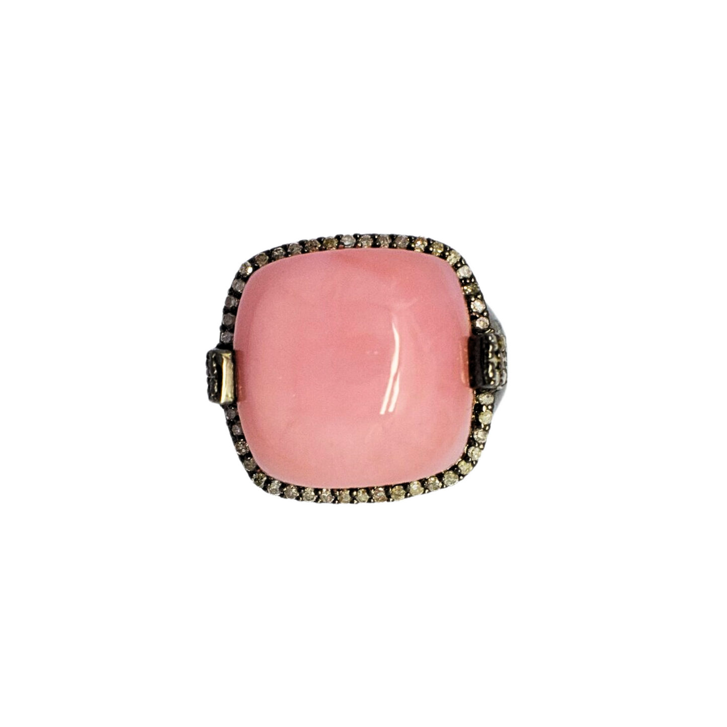 Pink Opal Diamond Halo Ring