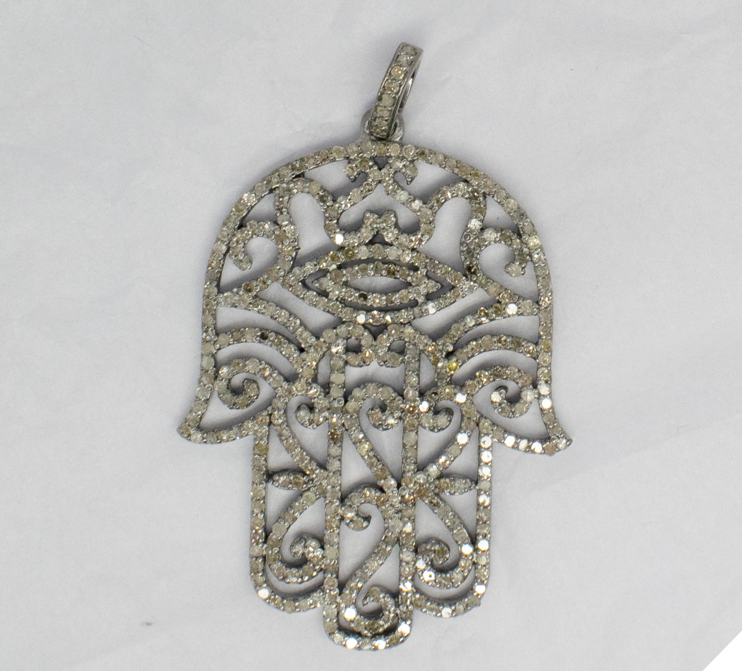 Diamond Evil Eye Hamsa Hand Pendant