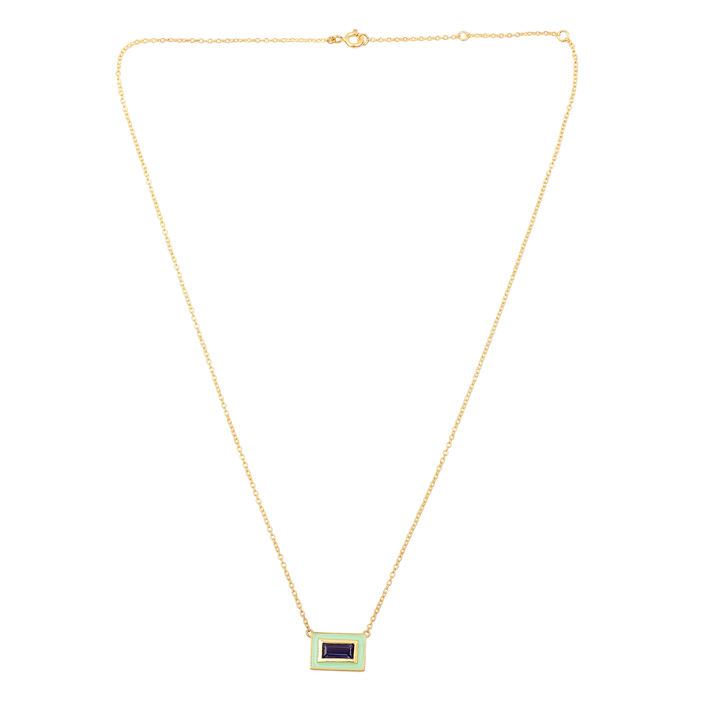Enamel Iolite Gems Chain Necklace