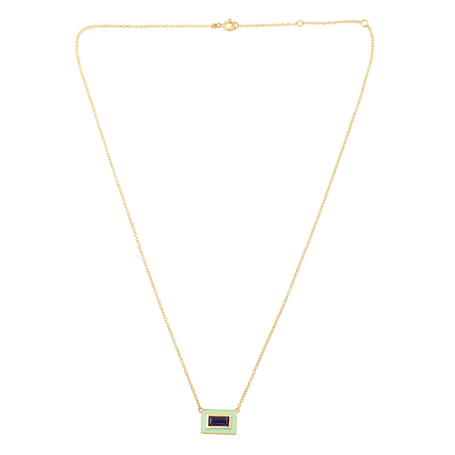 Enamel Iolite Gems Chain Necklace