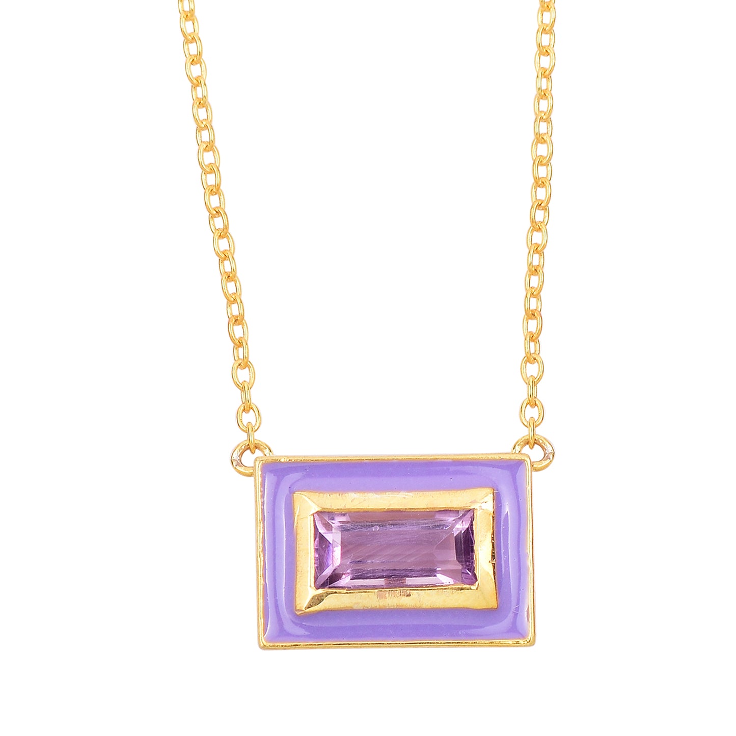 Purple Amethyst Enamel Chain Necklace