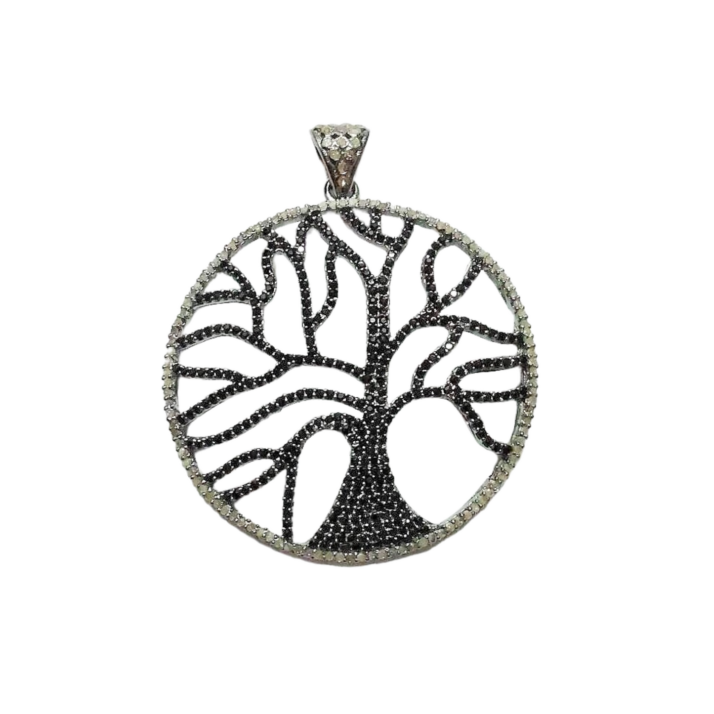 Black Spinal Three Of Life Pendant With Diamonds