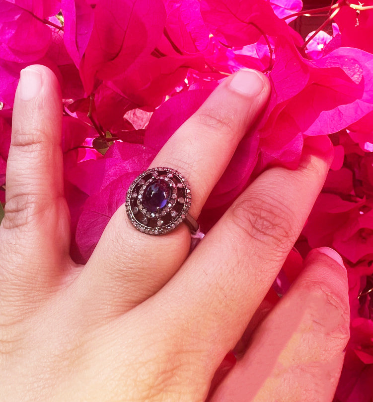 Blue Iolite Diamond Engagement Rings