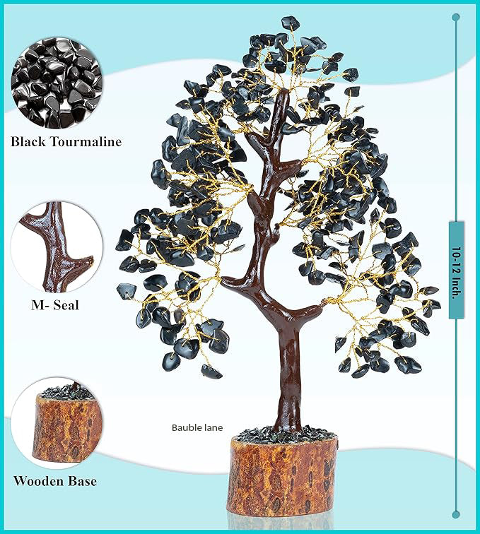 Black Tourmaline Crystal Bonsai Tree of Life
