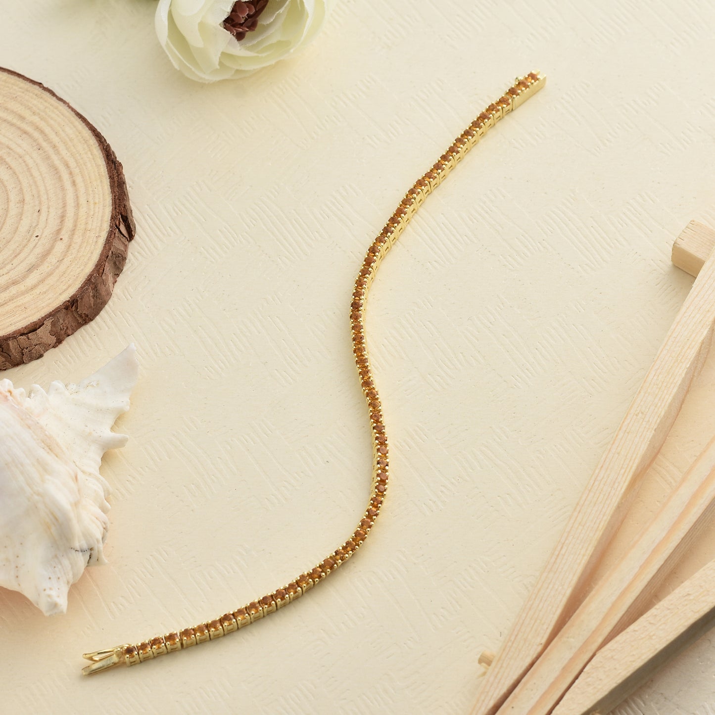 Yellow Solitaire Citrine Tennis Bracelet 925 Silver