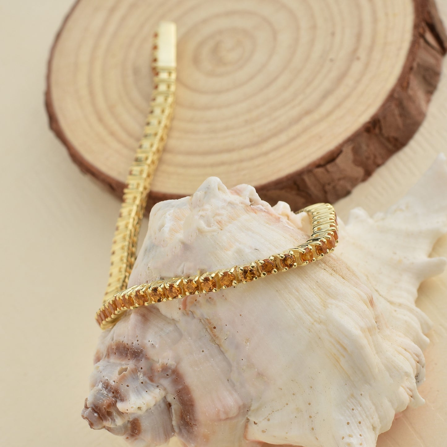 Yellow Solitaire Citrine Tennis Bracelet 925 Silver