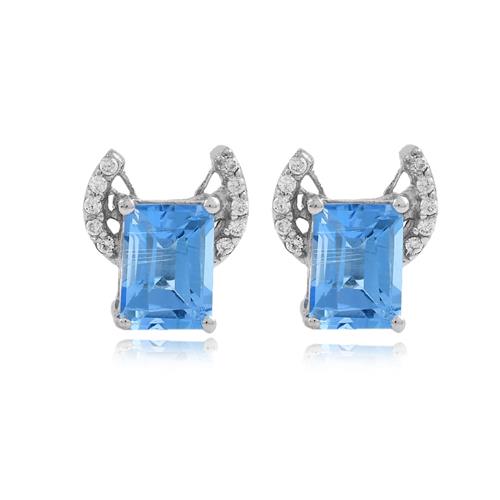 Wings Blue Topaz Stud Earrings