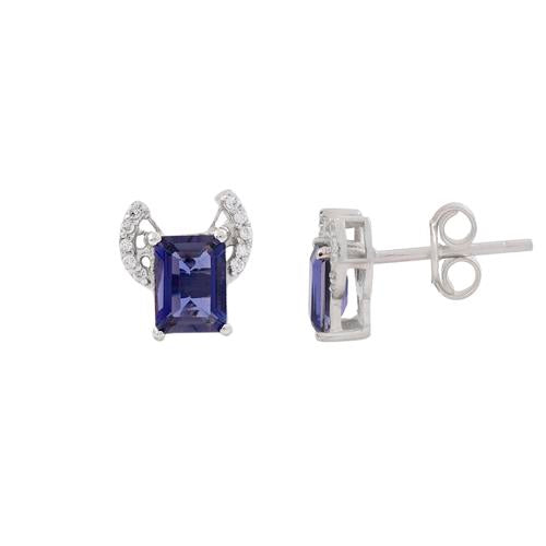 Silver Iolite Wings Of Cat Earrings