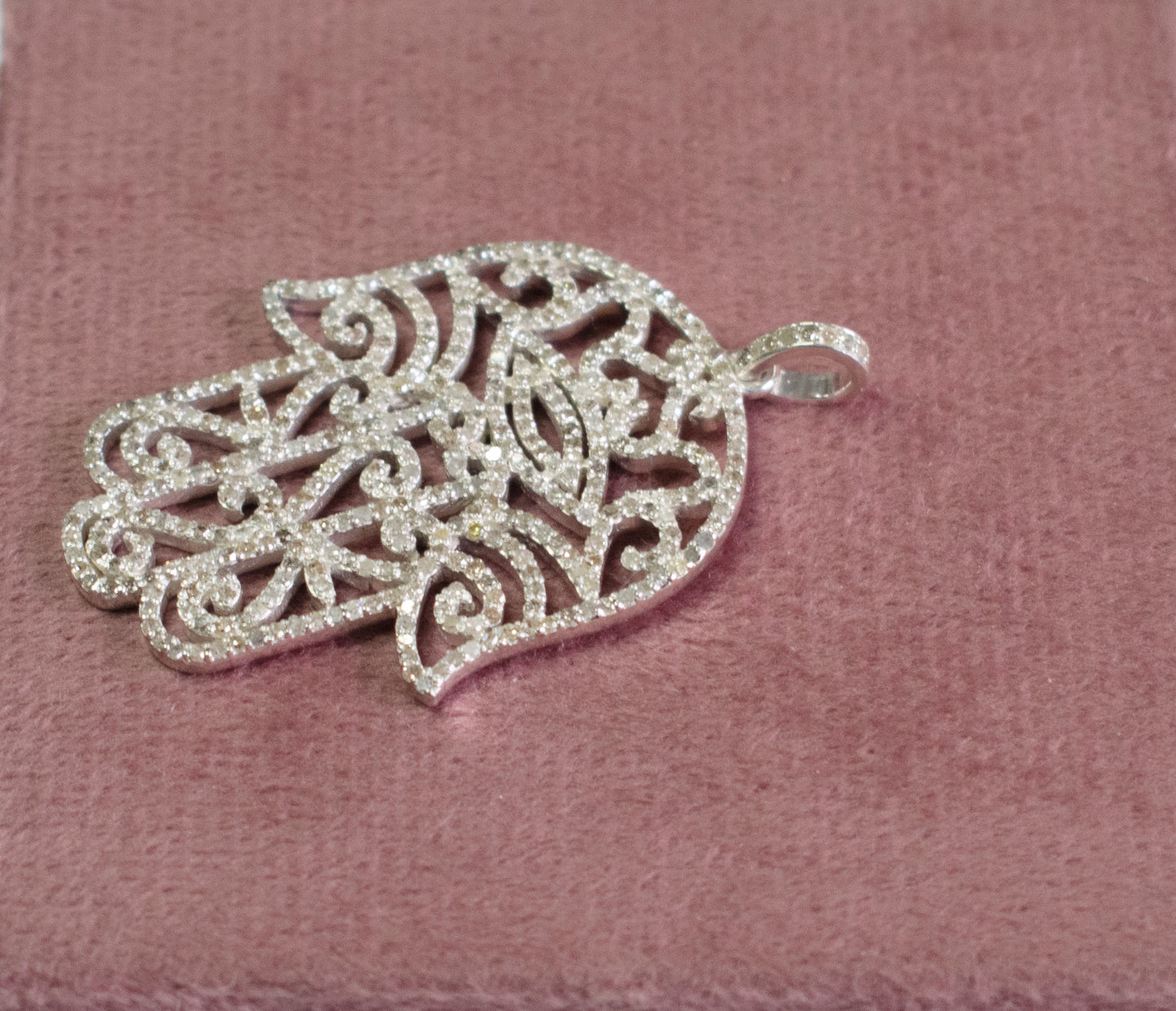 Diamond Evil Eye Hamsa Hand Pendant