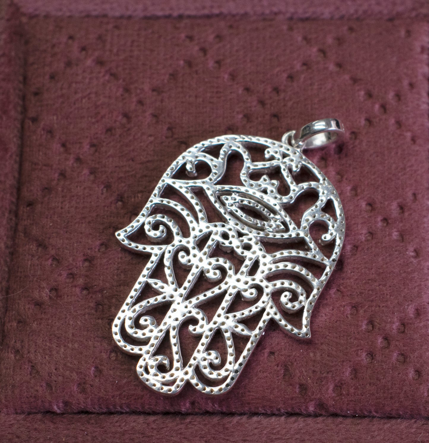 Diamond Evil Eye Hamsa Hand Pendant
