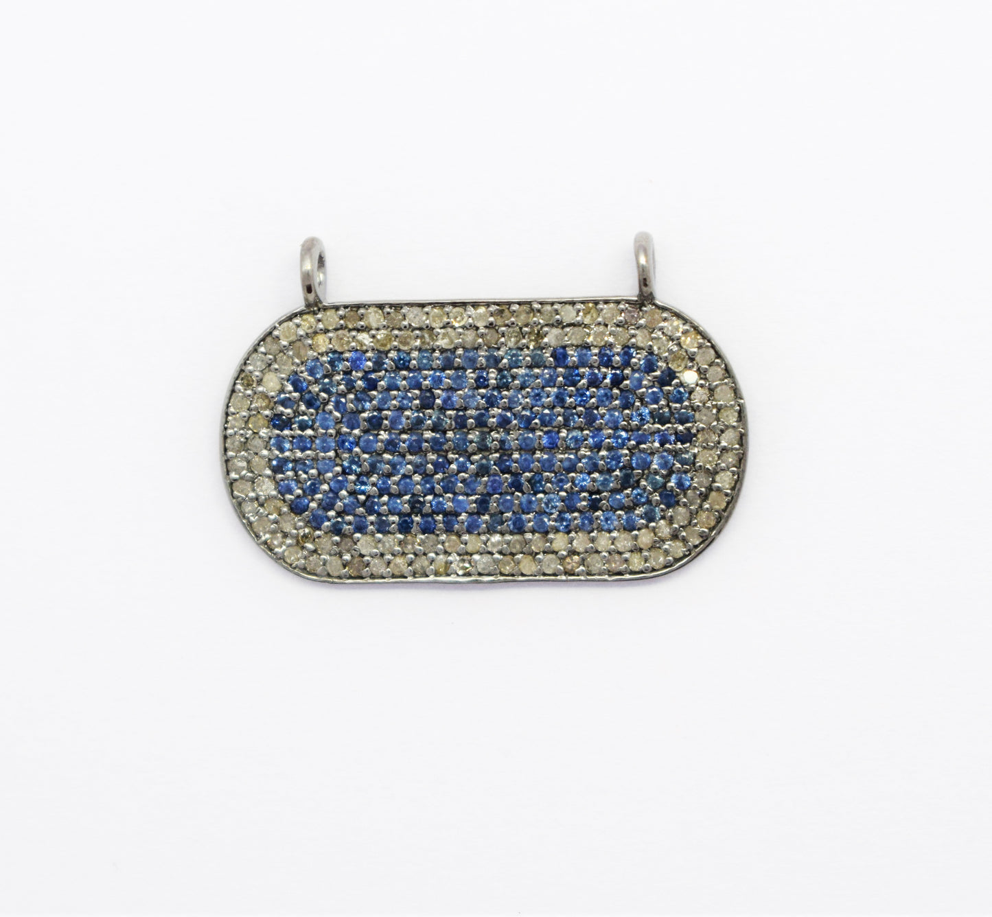 Pave Diamonds Connector Pendants With Sapphire