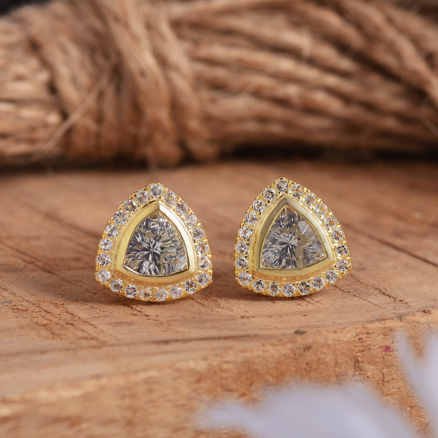 Halo Green Amethyst Stud Earrings