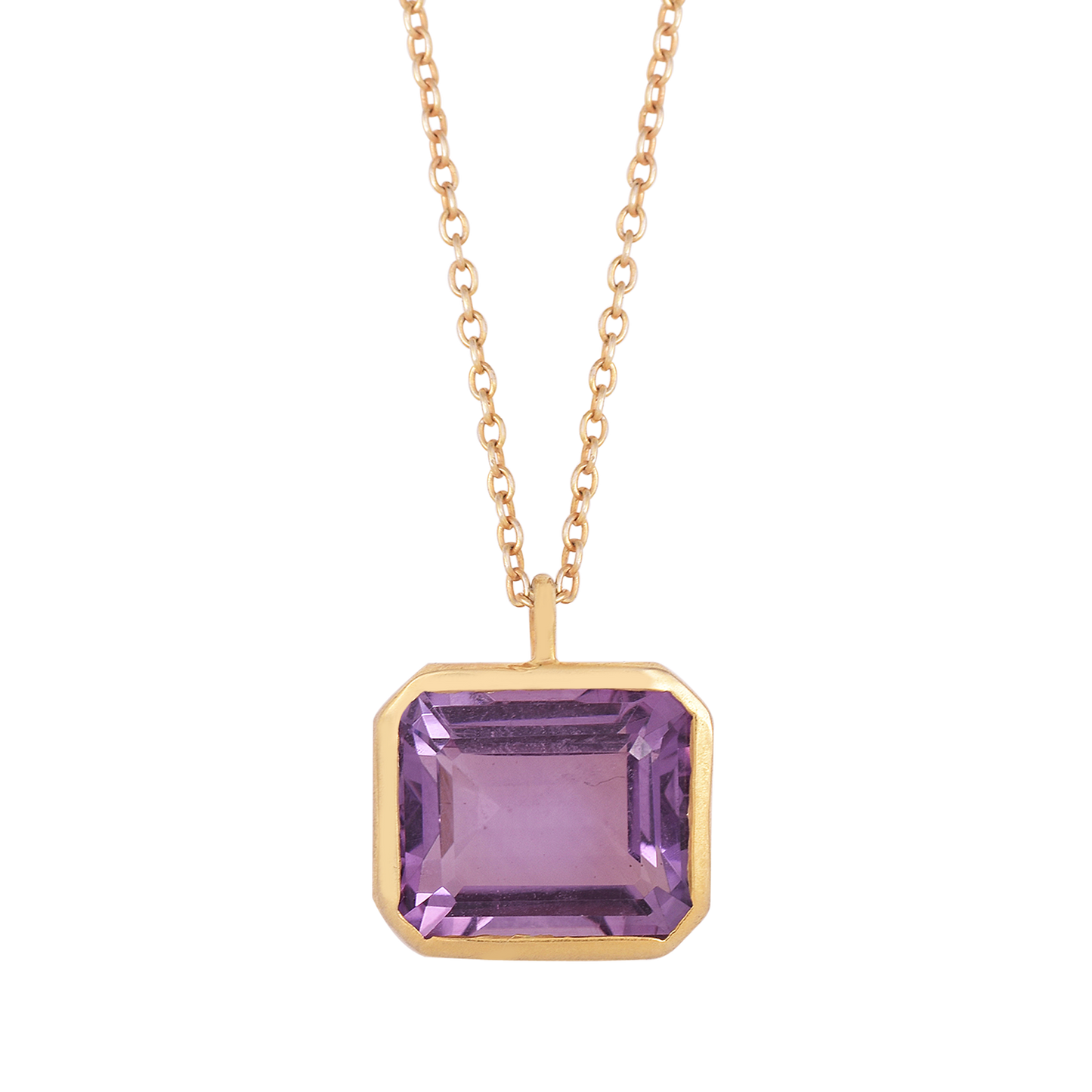 Amethyst Solitaire Silver Necklace