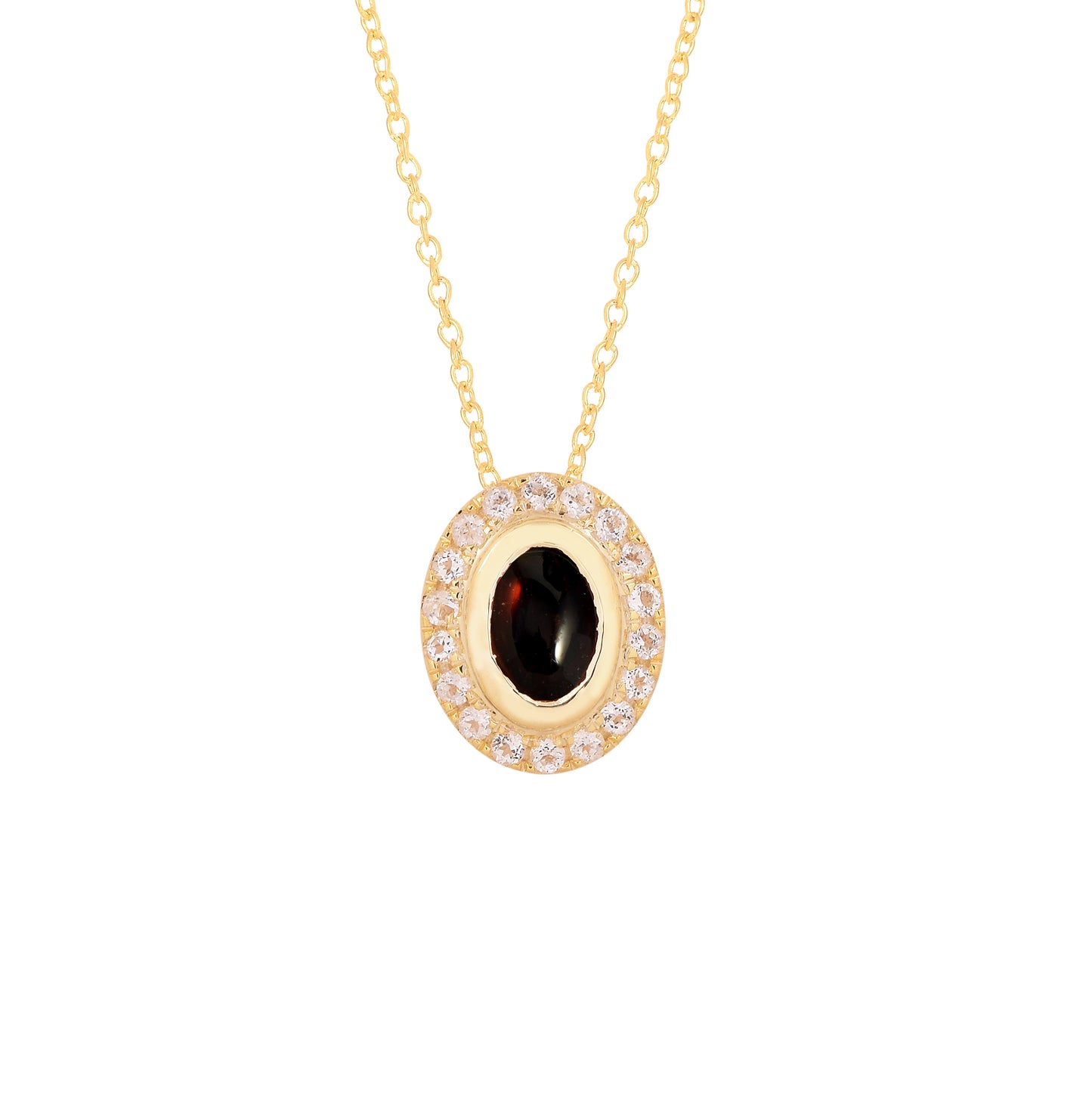 Dainty Red Garnet Halo Chain Necklace