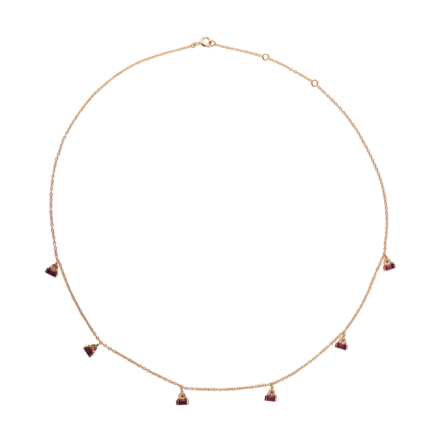 Rhodolite & Opal Droplet Station Choker Necklace