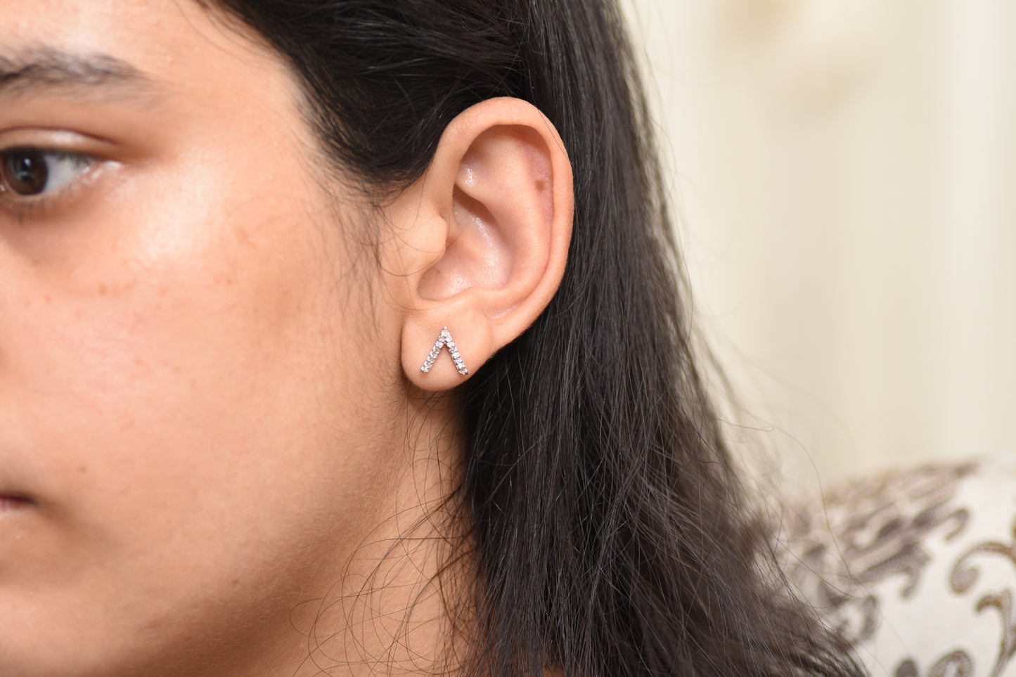 Diamond V Shape Studs Earrings