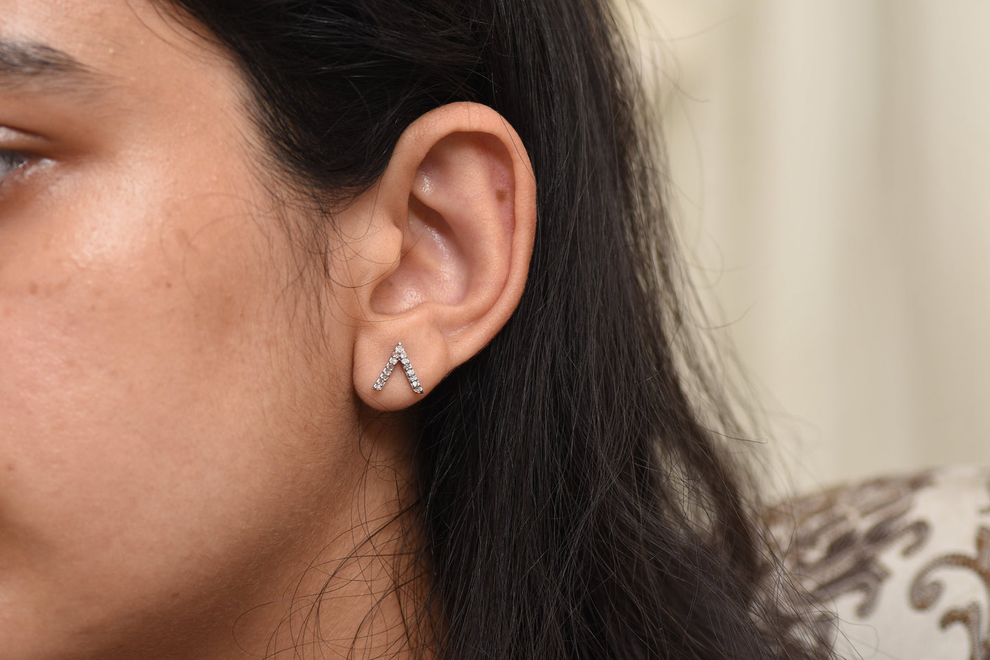Diamond V Shape Studs Earrings