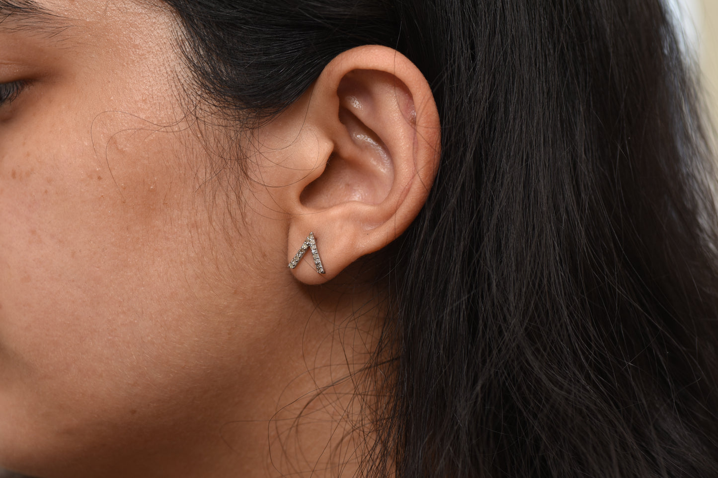 Diamond V Shape Studs Earrings