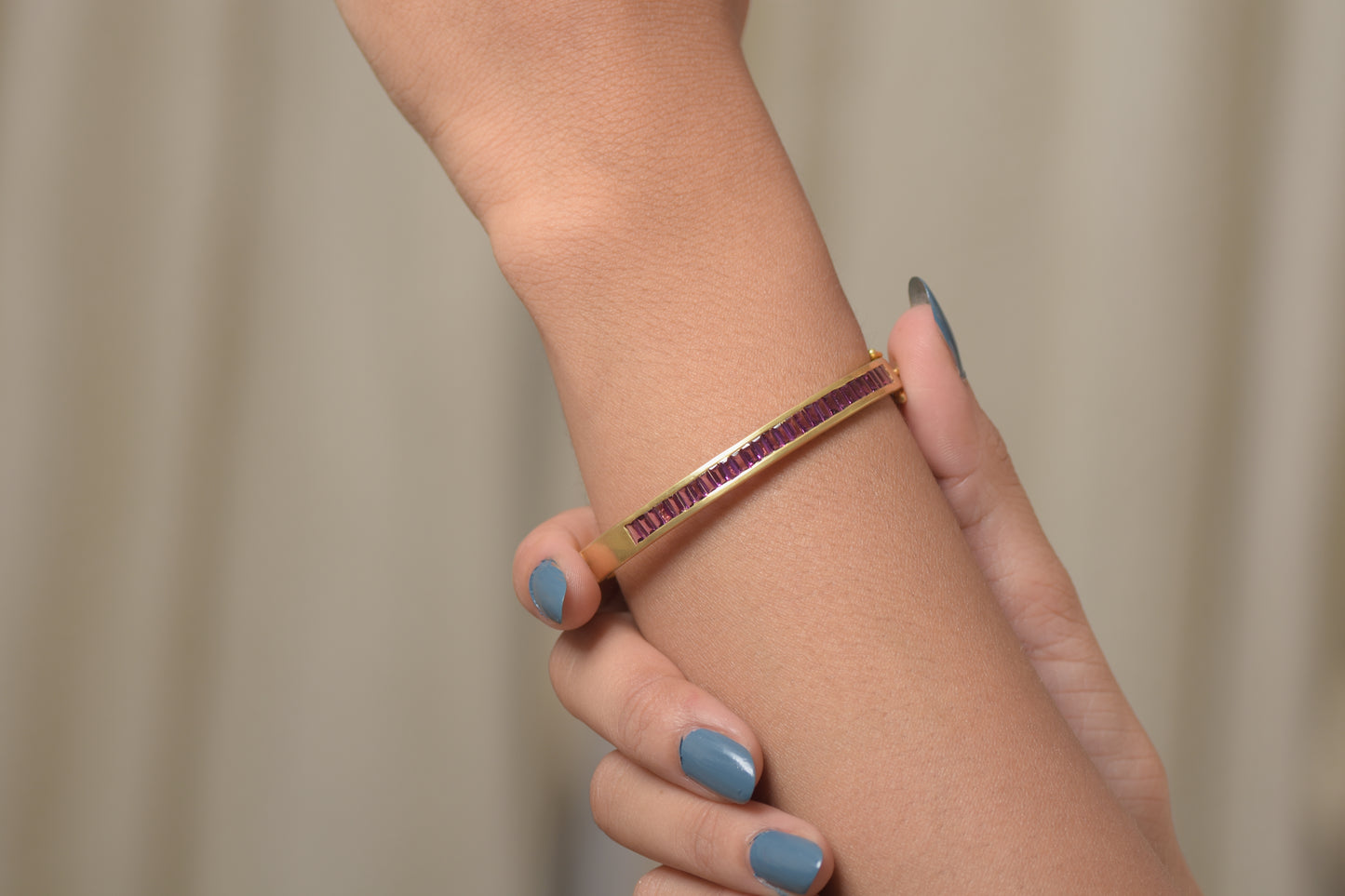 Classic Openable Rhodolite Silver Bangles