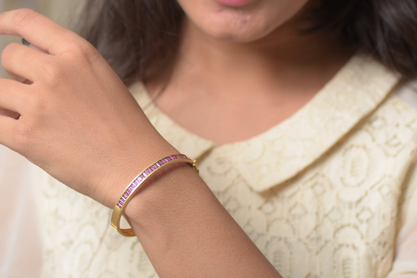 Classic Openable Rhodolite Silver Bangles