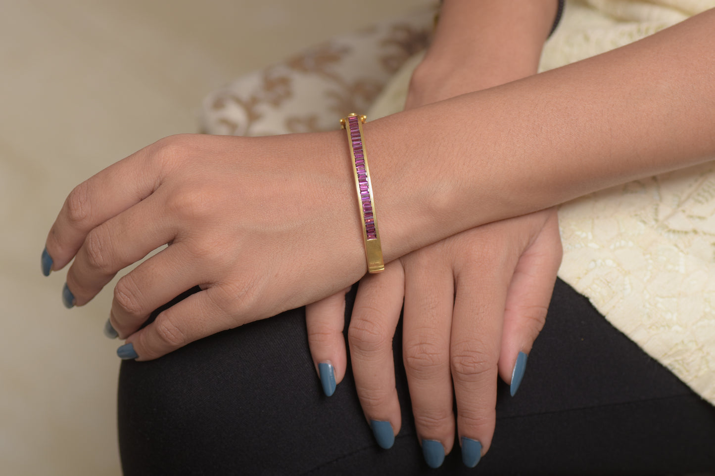 Classic Openable Rhodolite Silver Bangles