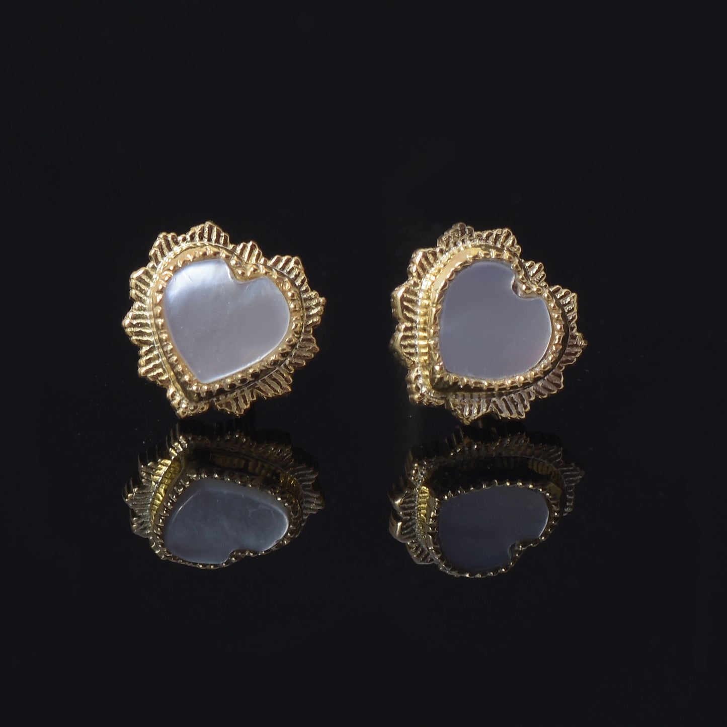 Mother Of Pearl Love Heart Studs Earrings