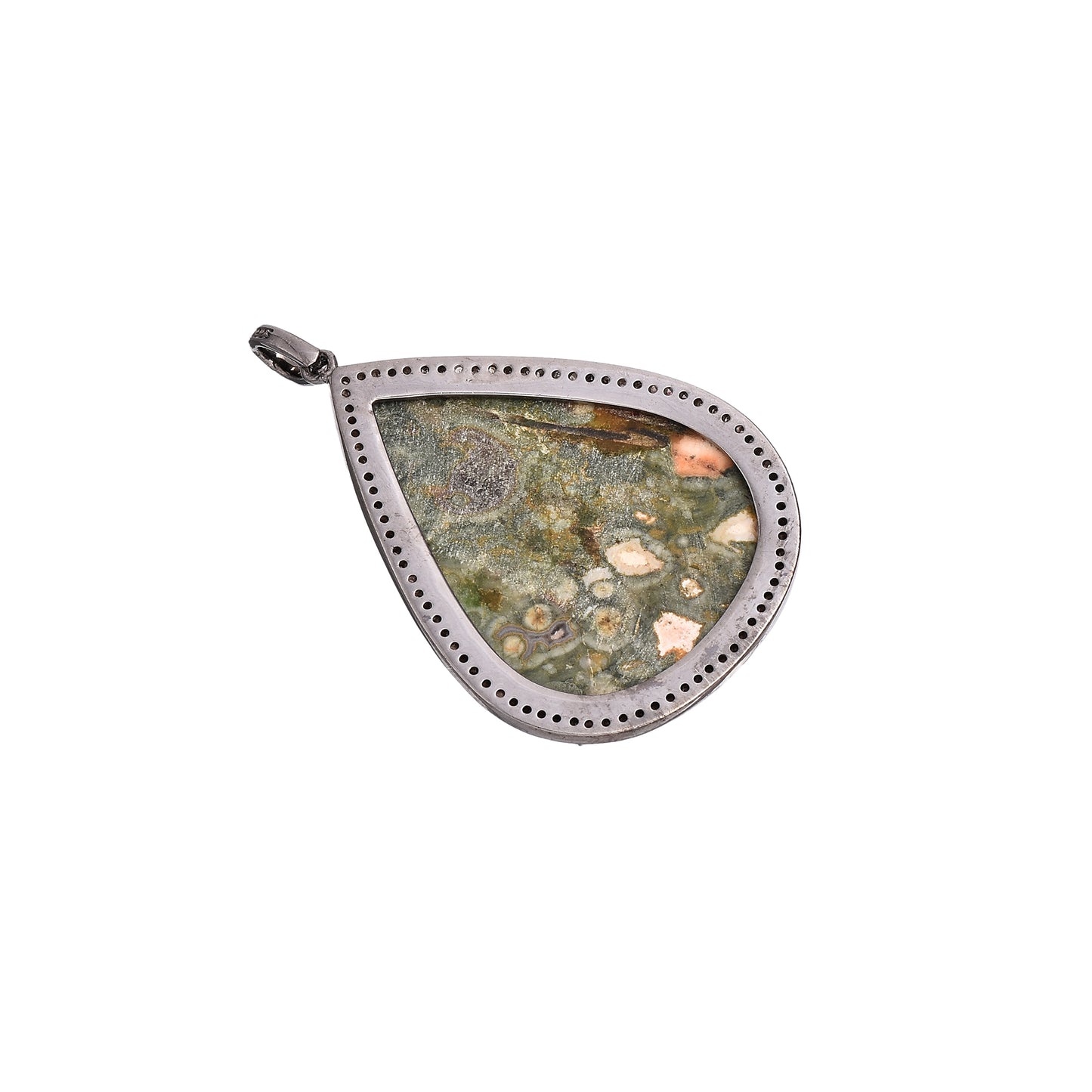 Rainforest Jasper Diamond Teardrop Pendant