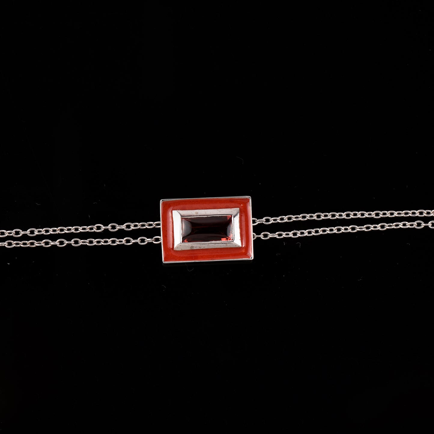 Garnet Enamel Chain Bracelet