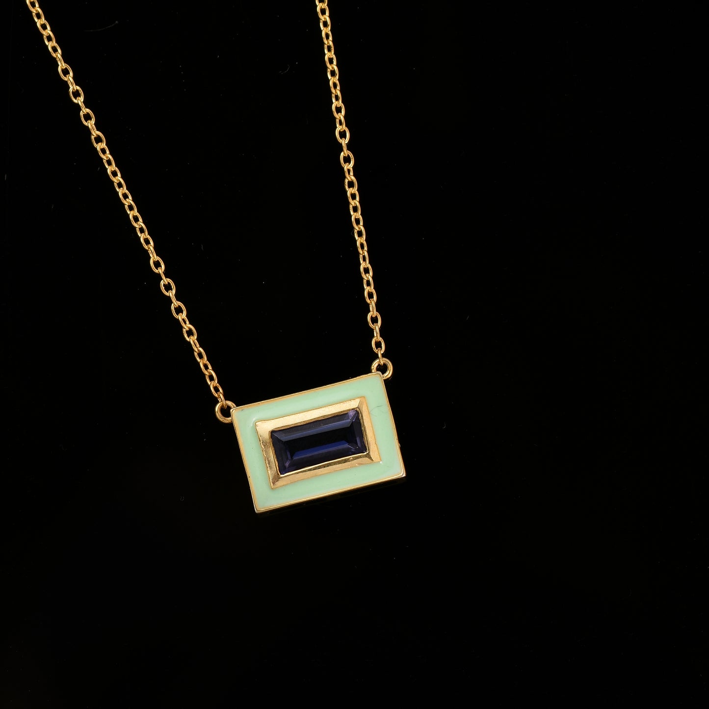 Enamel Iolite Gems Chain Necklace