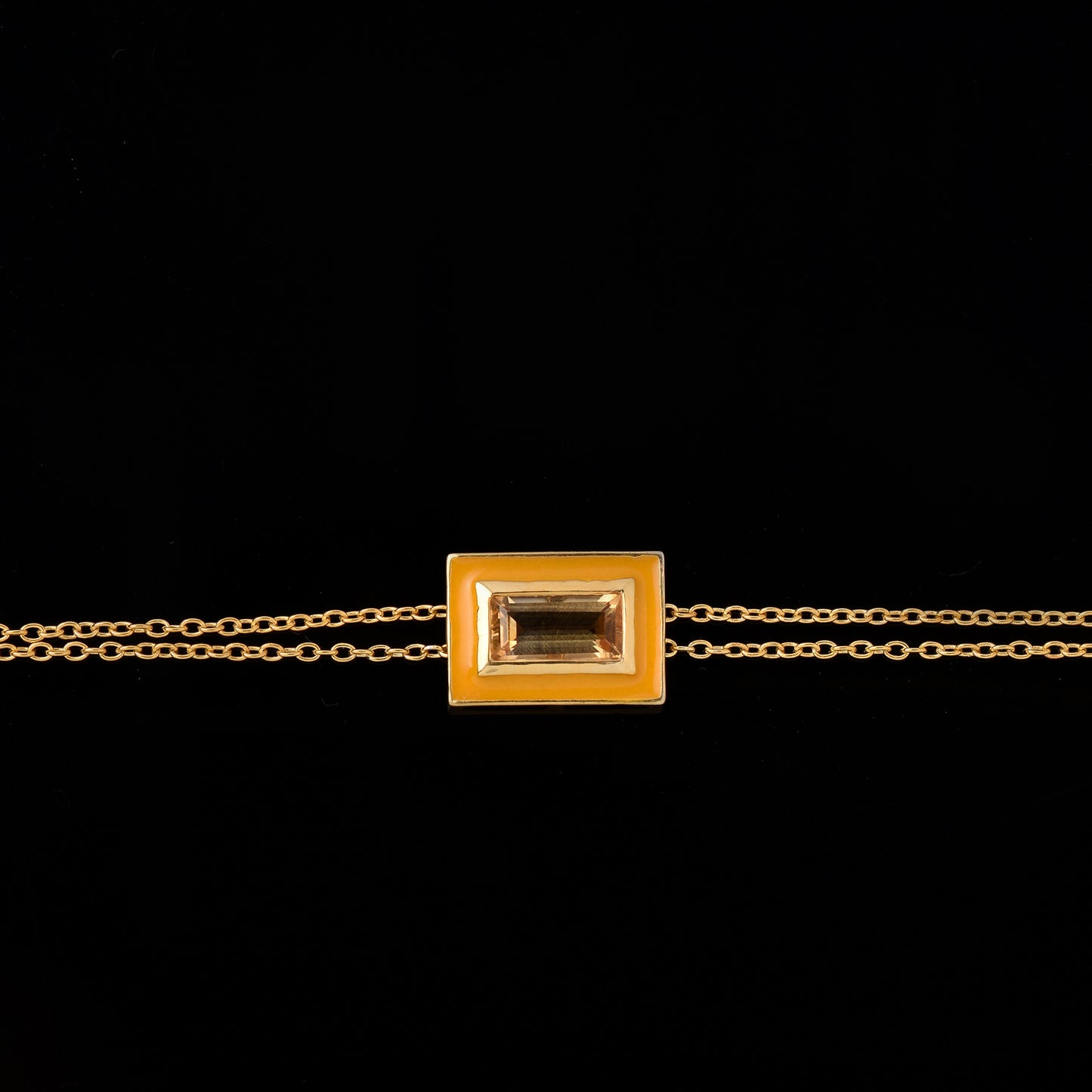 Citrine Enamel Filled Chain Bracelet