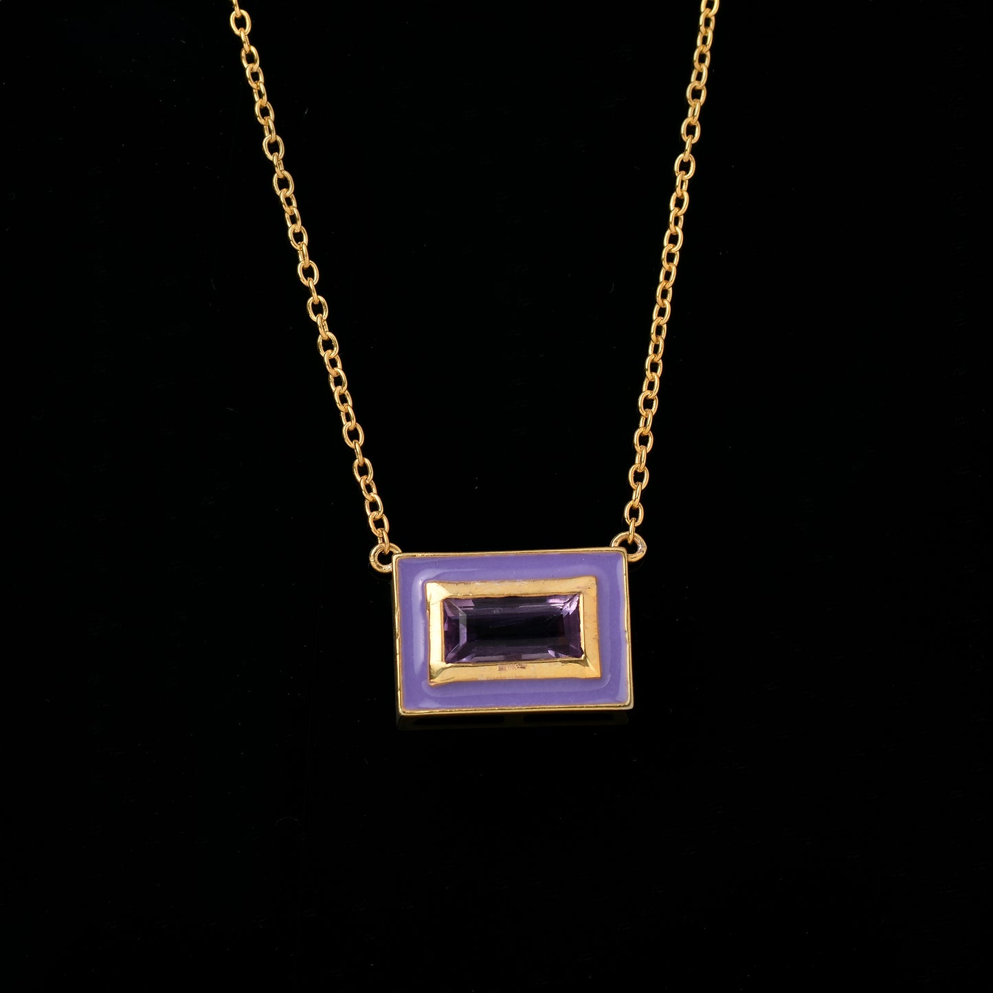 Purple Amethyst Enamel Chain Necklace