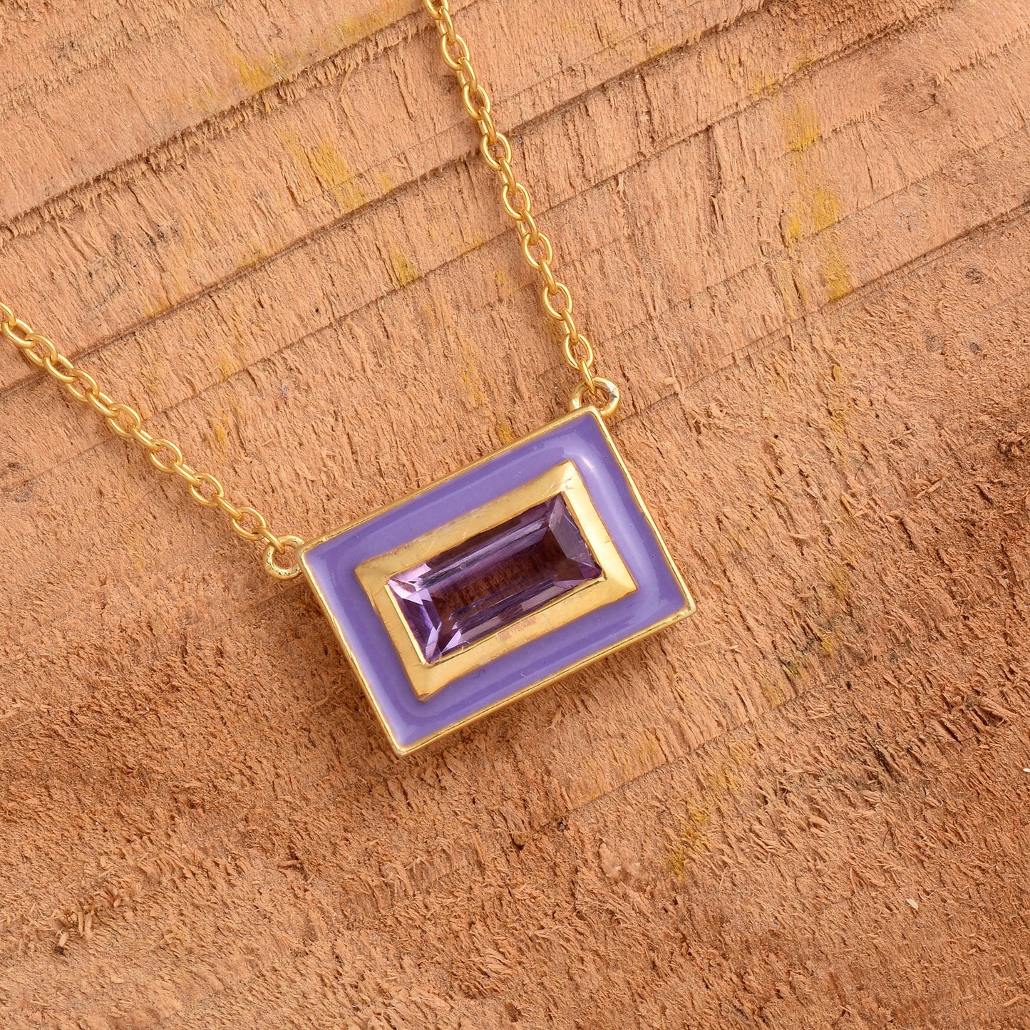 Purple Amethyst Enamel Chain Necklace