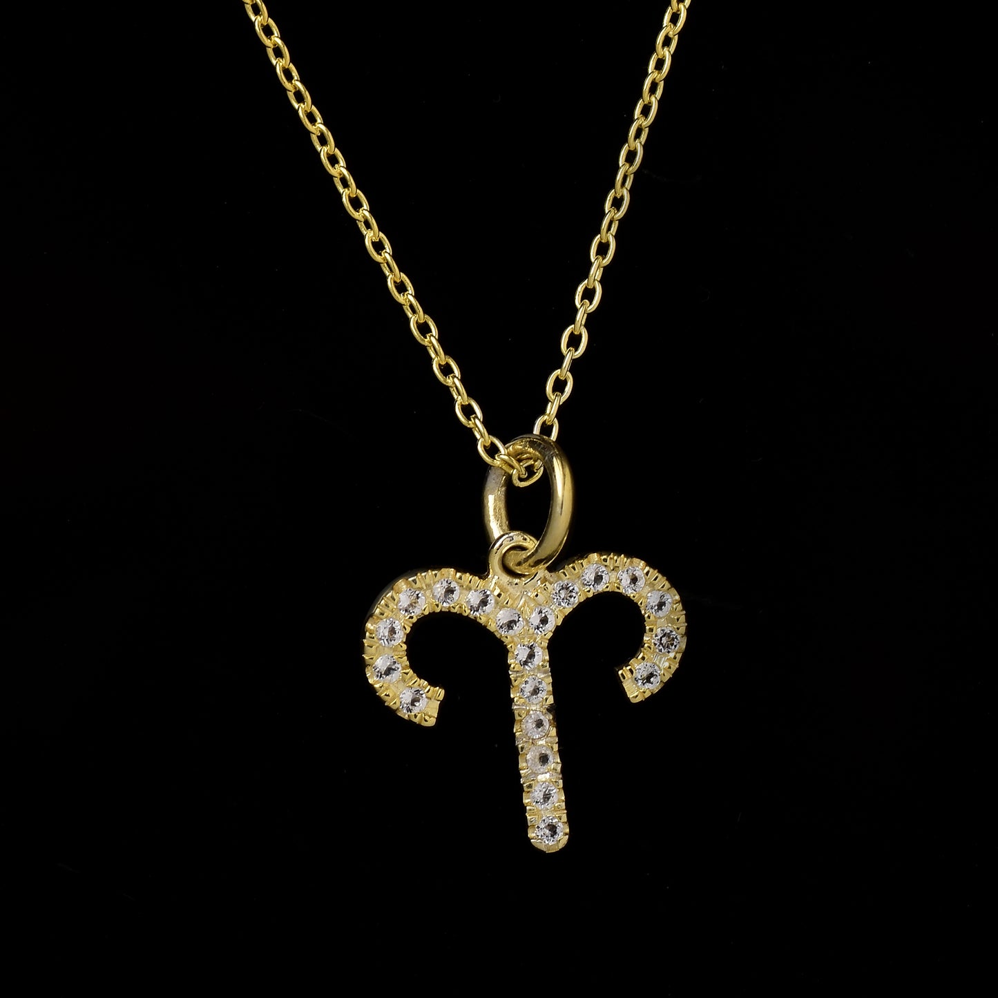 White Topaz Aries Zodiac Sign Necklace
