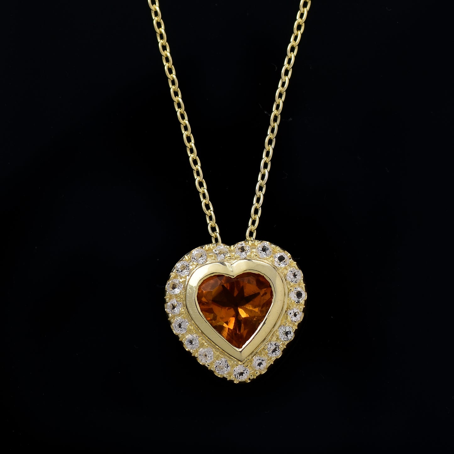 Halo Heart Citrine Necklace