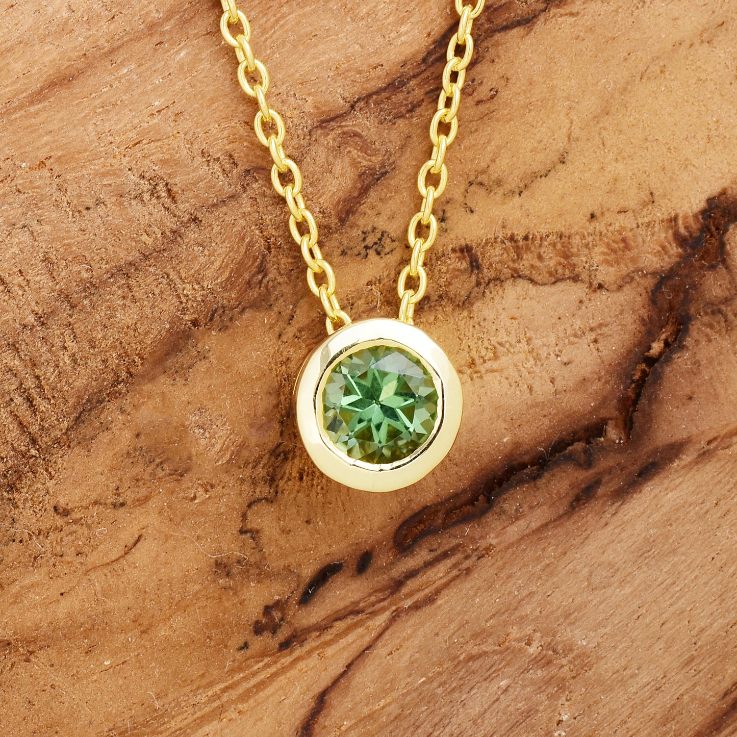 Green Amethyst Chain Necklace 925 Silver
