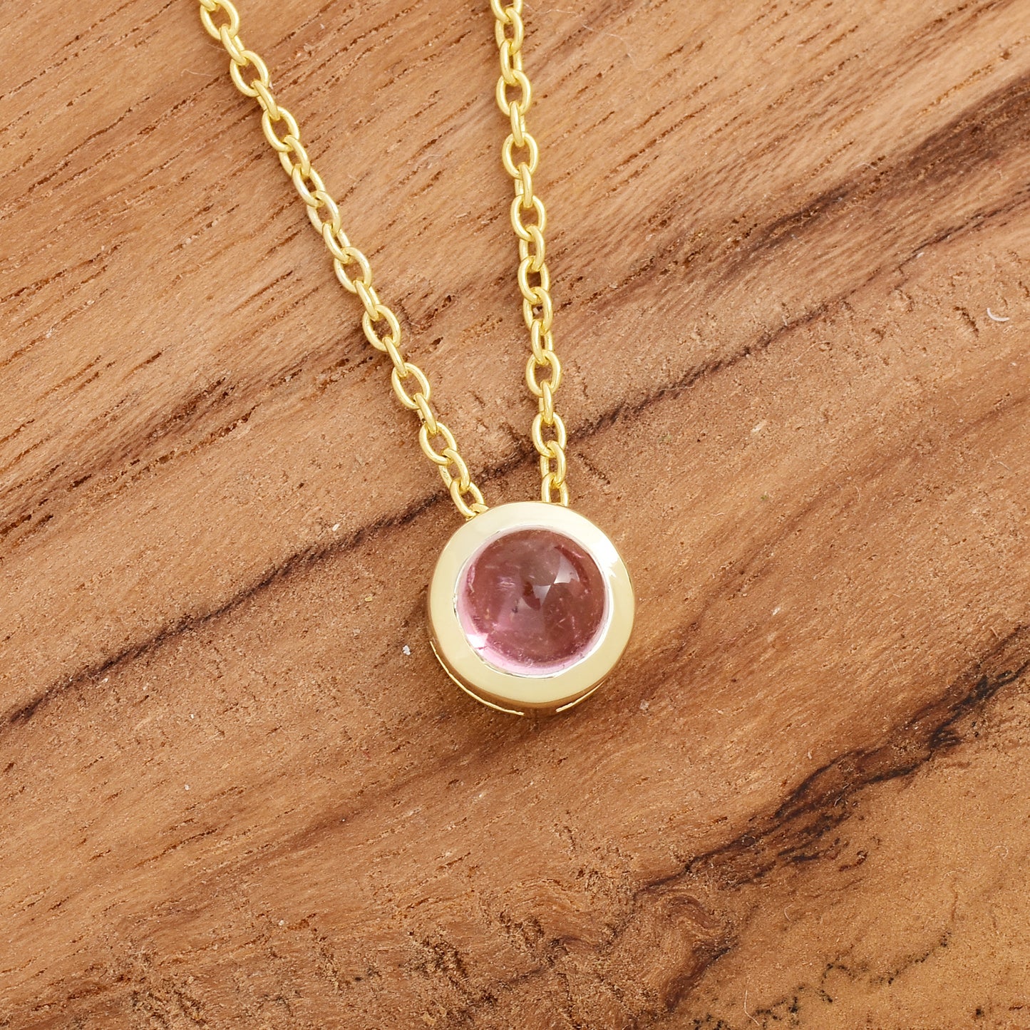 Round Tourmaline Gemstone Necklace 925 Silver